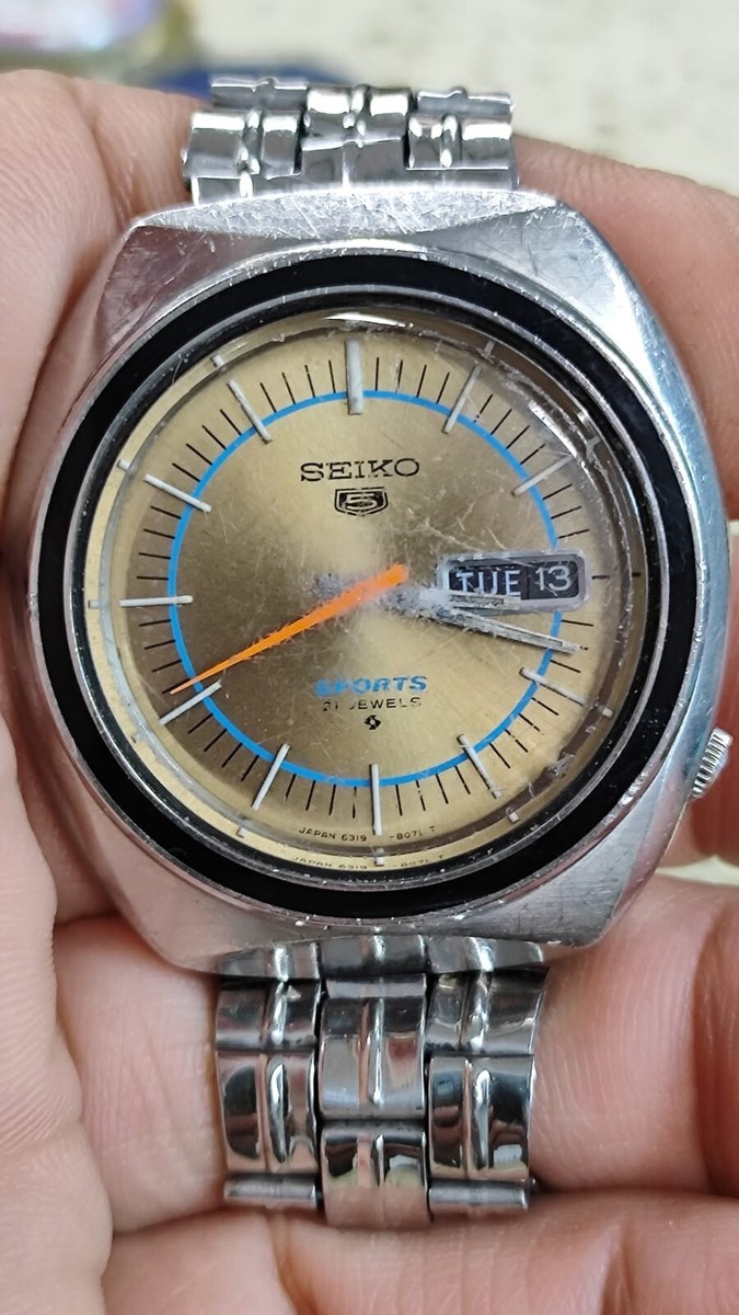 1978 Rare Vintage SEIKO 5 Sports Jumbo 6319-8070 Green Dial