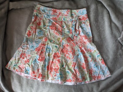 B MOSS Side Zip floral Fluted fit and Flare Skirt 100% cotton size 6