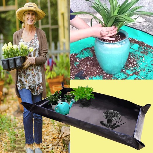 2 PCS 43"x29" Thickened Waterproof Plant Repotting Mat Foldable Potting Tray - Picture 6 of 7