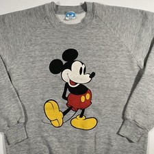 Vintage 80s Disney Mickey Mouse Crewneck Sweatshirt Raglan Sleeve Adult Large
