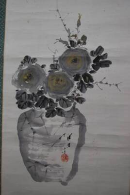 HANGER SCROLL JAPANESE PAINTING FROM JAPAN FLOWER Rose PICTURE