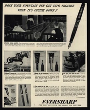 1937 EVERSHARP Ink Pens  - Bowling - Horse - Convertible Car - VINTAGE AD