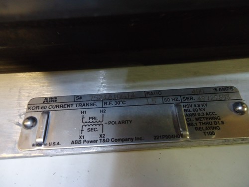 ABB TRANSFORMER KOR-60 400:5 7524A10G14 "NEW" - Picture 6 of 7