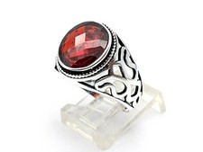 Men's 925 Sterling Silver Red Ruby Ring Size 8.75