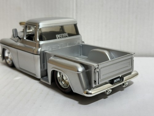 JADA BTM 1955 CHEVY STEPSIDE PICKUP TRUCK SILVER 1:24 DIECAST BLOWER NEW NO BOX - Picture 10 of 13