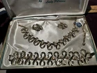 VINTAGE Lady Princess Costume Jewelry 24k Gold Plate Parure Aurora Borealis Set