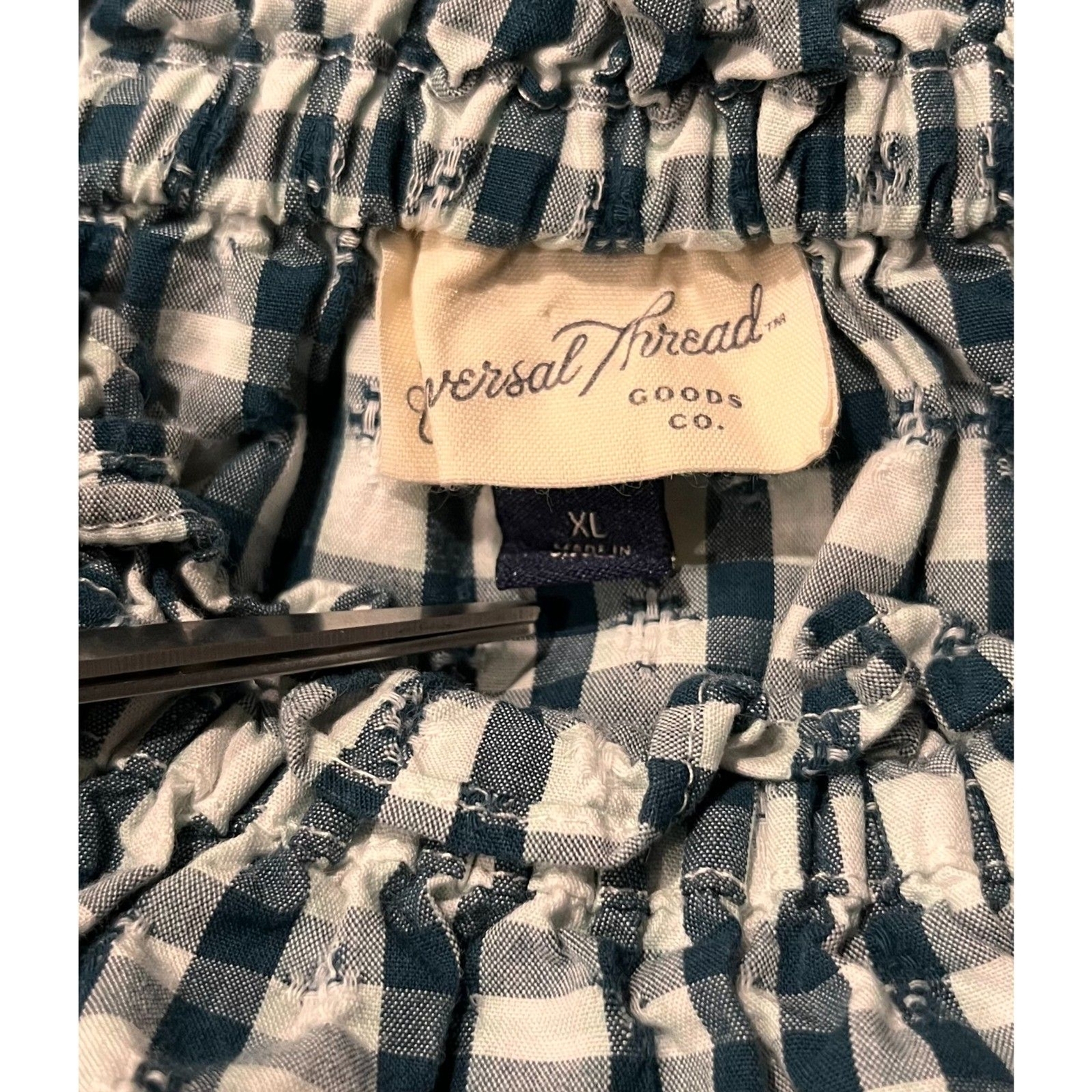 UNIVERSAL THREAD Blue/Green Gingham Ruffled 3/4 B… - image 5