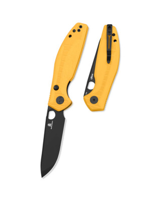 BTKMK12A2 Bestechman Angry Owl Yellow Drop Point Blade D2 Steel G10 Handle Butto