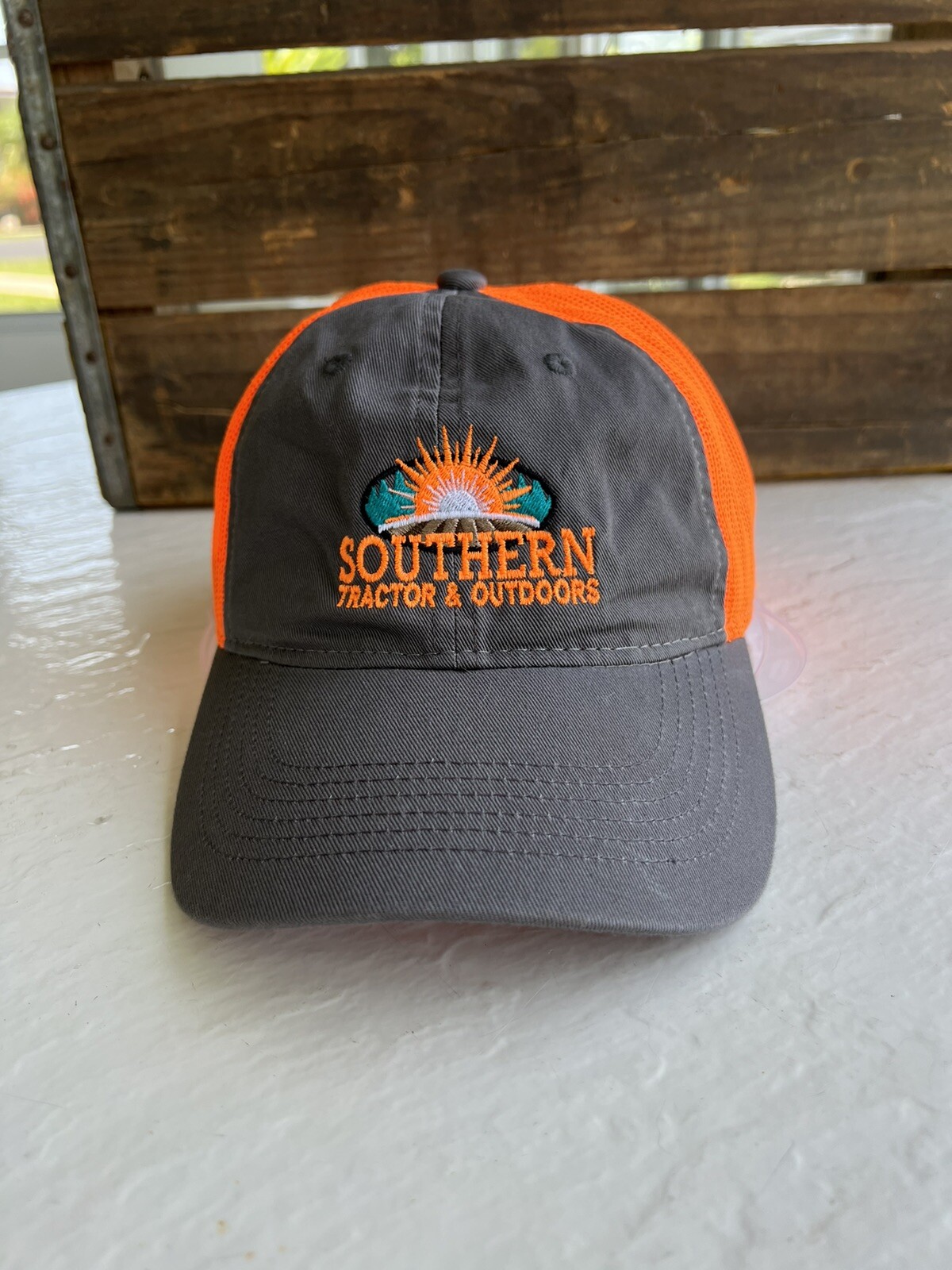 Southern Tractor And Outdoors Gray Blaze Orange Baseball Hat Cap Mesh