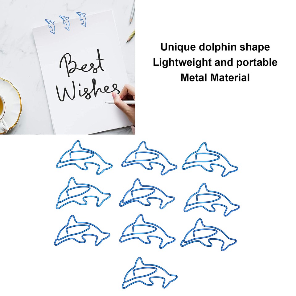 100 Mini Dolphin Metal Paper Clips Lightweight Rust Resistant For