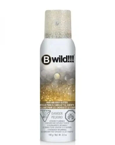 B WILD TEMPORARY 金色和银色头发和身体闪光喷雾 100G/3.50Z 3 罐 — 第 3/3 张图片