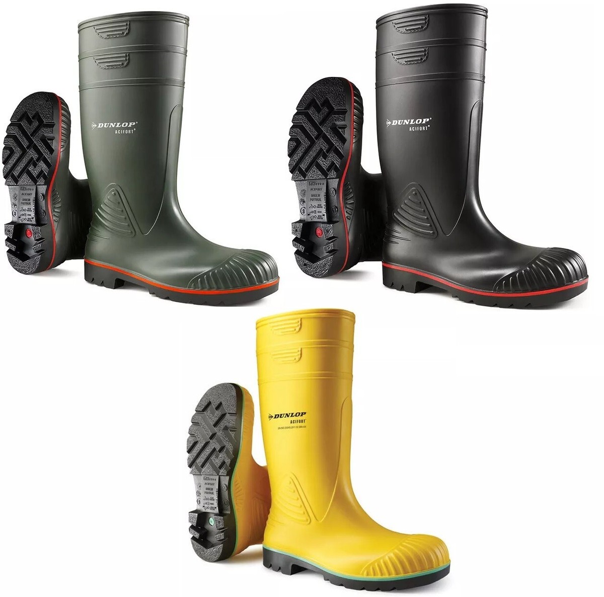 Dunlop Acifort Wellies Heavy Duty SAFETY S5 Steel Toe Cap Work