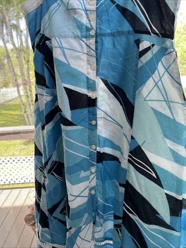 Apt. 9 Women's Blue Sleeveless Geometric Print Lined Cotton Sundress Size 12 - Picture 14 of 15