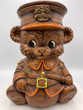 Vintage Treasure Craft Brown Bear Police Chief Holding Night Stick 12"