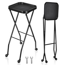 2 Packs Salon Folding Rolling Tray Beauty Station Trolley Storage Cart Barber