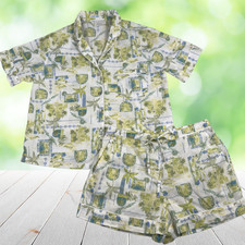 CALYPSO ST BARTH Pajama Set Womens M Shorts Tropical Print Carpe Diem Organic