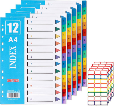 Buchhaltungs- und Aktenordner-Trennblätter 5er Pack bunte Register für A4 Dokume