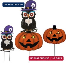 Metal Halloween Yard Stakes Decorations for Outdoor, Solar Jack-o-Lantern Pumpki