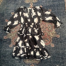 Ulla Johnson Emery  silk Tie Dye V-Neck Ruffled Mini Dress, size Us 00/Uk 8