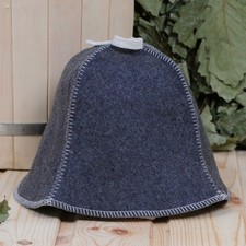 Classic Gray Sauna Hat 100 Natural Wool Spa Russian Banya Hat              