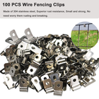 100 Pcs Fence Wire Clamps for 2-6 Gauge Wire Fencing, Stainless Steel Wire Clips