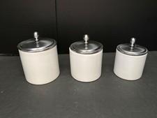 3pc Pottery Barn BATHROOM Bath Canister Containers Cotton Baby Nursery Kids PreO