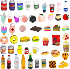50 Pcs Miniature Food Drink Bottles Soda Pop Cans Pretend Play Kitchen Game