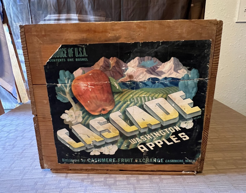 Rare Vintage Northwest Apples Wood Crate Cascade Washington Fruit Box Farm Label