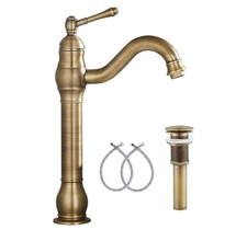360 Swivel Antique brass Bathroom Vessel Sink Faucet Single Handle One Hole ...