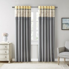 AS Embroidered Curtain Panel 50"W x 84"L,With Pieced And Pleated Detailing