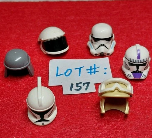 Lego Star Wars HELMET Lot of 6: Clone Trooper Mandalorian - Minifigures Lot# 157