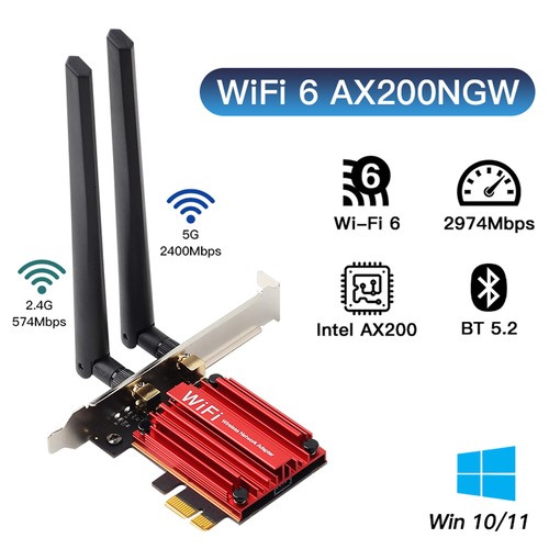AX200 PCIe WiFi 6 WiFi Card Dual Band 3000M Desktop PCI-E WiFi Bluetooth Adapter - Afbeelding 3 van 12