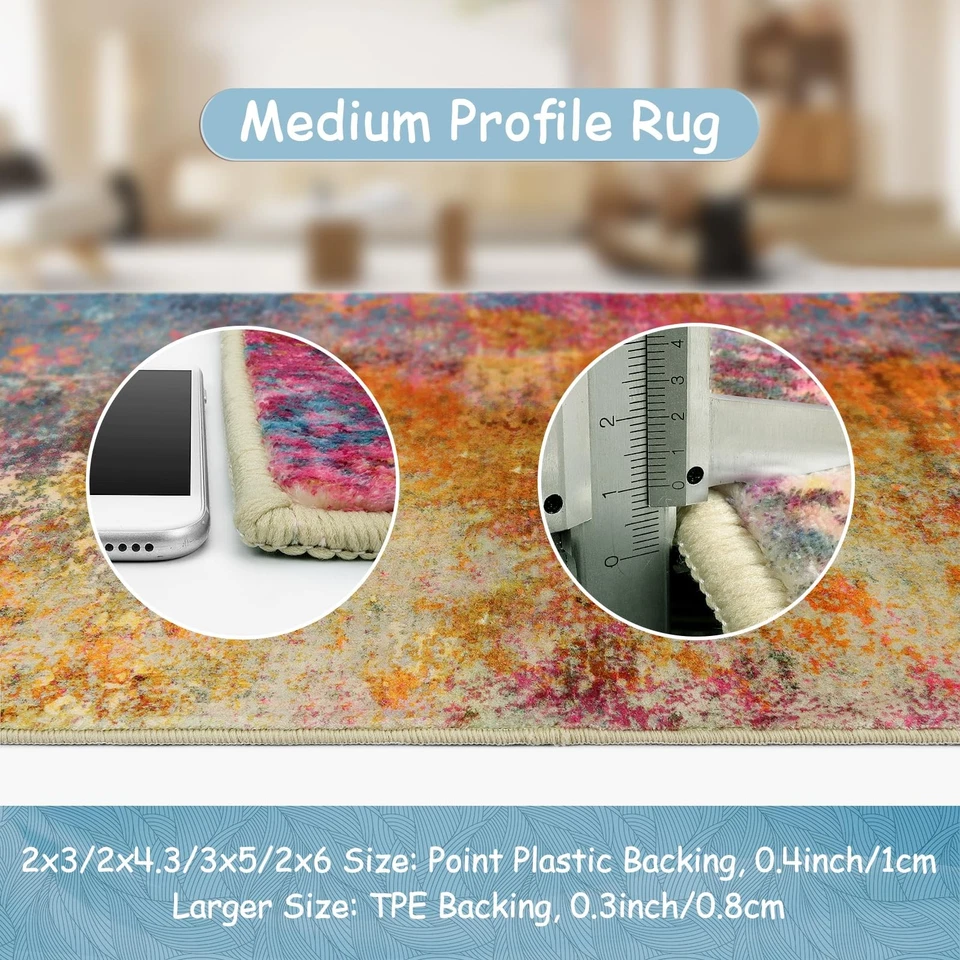 Современные абстрактные моющиеся небольшие ковры 5x7 для гостиной, красочные мягкие для спальни... - Изображение 4 из 4