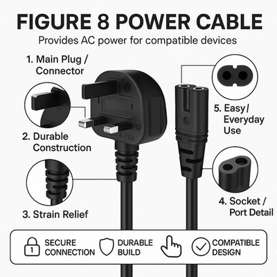 Power Plug Cord Replacement for Epson XP-310 XP-400 XP-410 XP-342 XP-322 XP-442