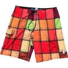 Hurley Phantom Board Shorts Men's Size 36 Multicoloured Plaid Surf Swim