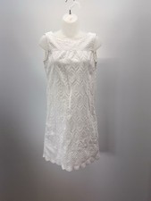 Ann Taylor White Sleeveless Eyelet Cotton Dress Women’s Size 4 Cotton