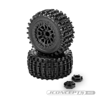 JConcepts TRX Rustler 2WD hinten / 4x4 v/h Magma Reifen auf Shuttle Felge Platin