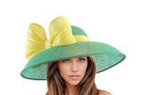 Emerald Kelly Green Lemon Yellow Kentucky Derby Hat Royal Ascot Wedding Church