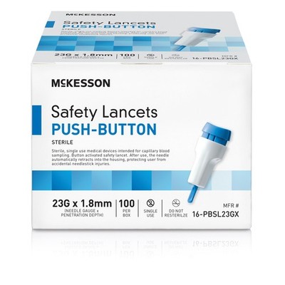 McKesson Safety Lancet 23 Gauge Needle 1.8 mm Depth 1 Box(s) 100 /Box