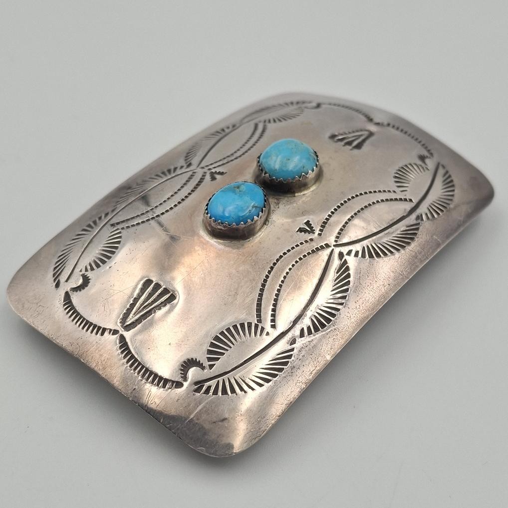 Vintage Sterling Silver Rectangular Concho Stampe… - image 5