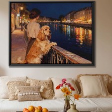 Oil Painting Cocker Spaniel Dog Canvas Print Urban Wall Art for Living Room