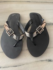 Burberry Black Size 39 Nova Check Thong Sandals