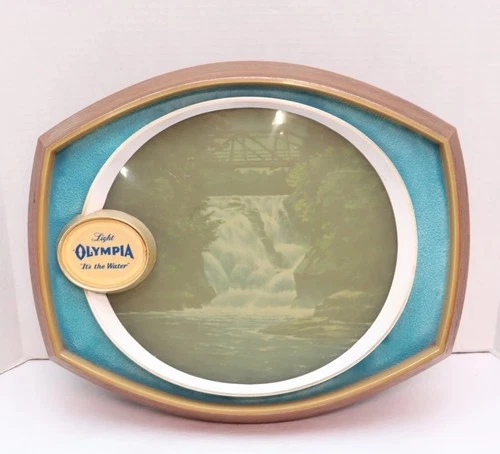 Vintage 1960s Olympia Beer Polaroid Waterfall Motion Lighted Sign