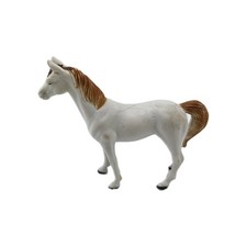 Vintage 1994 White w Orange Hard Plastic Horse Toy Figurine Stamped TM