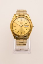 Seiko 5 Automatic 21 Jewels Men's Watch Gold Dial 1990's GWO Day-Date 7S24-1144