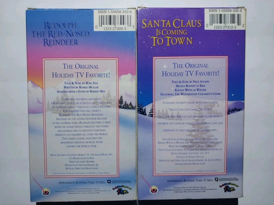 Santa Claus Is Coming To Town & Rudolph The Red Nosed Reindeer Vhs Vintage - Image 2 of 4