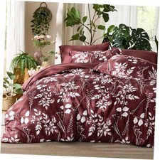 Comforter Set - 7 Pieces Burgundy Soft Bedding Sets Floral Queen 14 - Burgundy