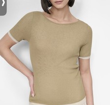 DKNY Women's Contrast-Trim Layered-Look Sweater Size Medium Brand New with Tags