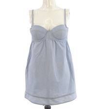 Mini Corset Dress Blue A Line Deep V Back Sexy Party Nightie H&M Size UK 10