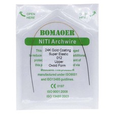 1 Dental Orthodontic Super Elastic Ni-Ti 24K Gold Coated Round Wire 012 Upper